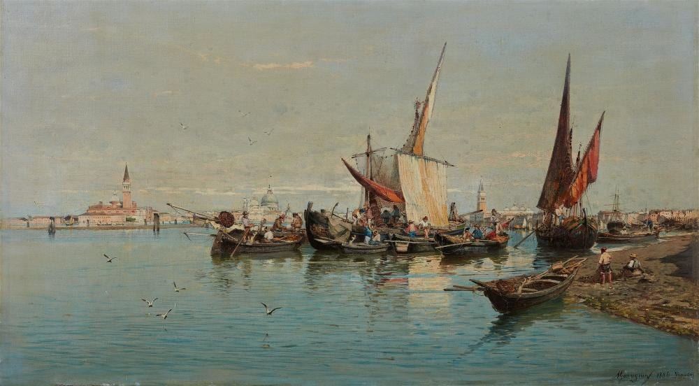 Natale Gavagnin comparable auction result: natale gavagnin two views of venice and the lagoon