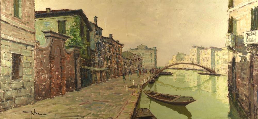 Giuseppe (1916) Marino comparable auction result: giuseppe marino 1916 1975 a venetian backwater