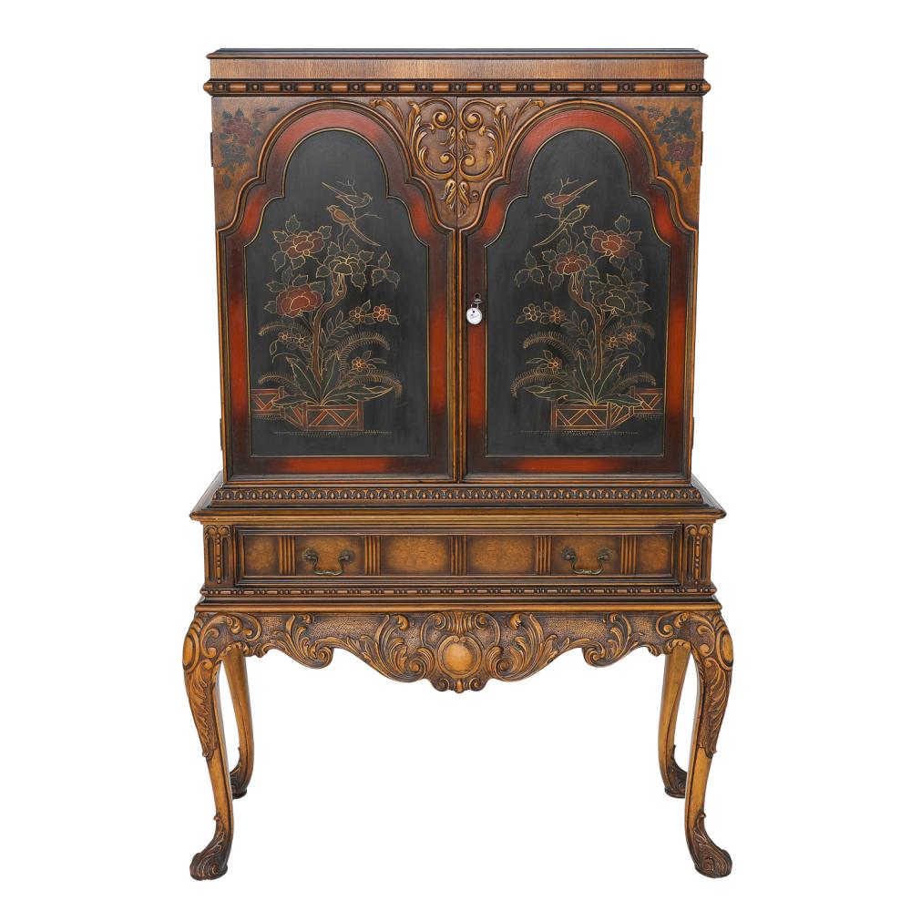 Antique Berkey and Gay Furniture Company Walnut Cabinet on Stand sold by Northgate Gallery Auctions, lot 341 — auction record photograph