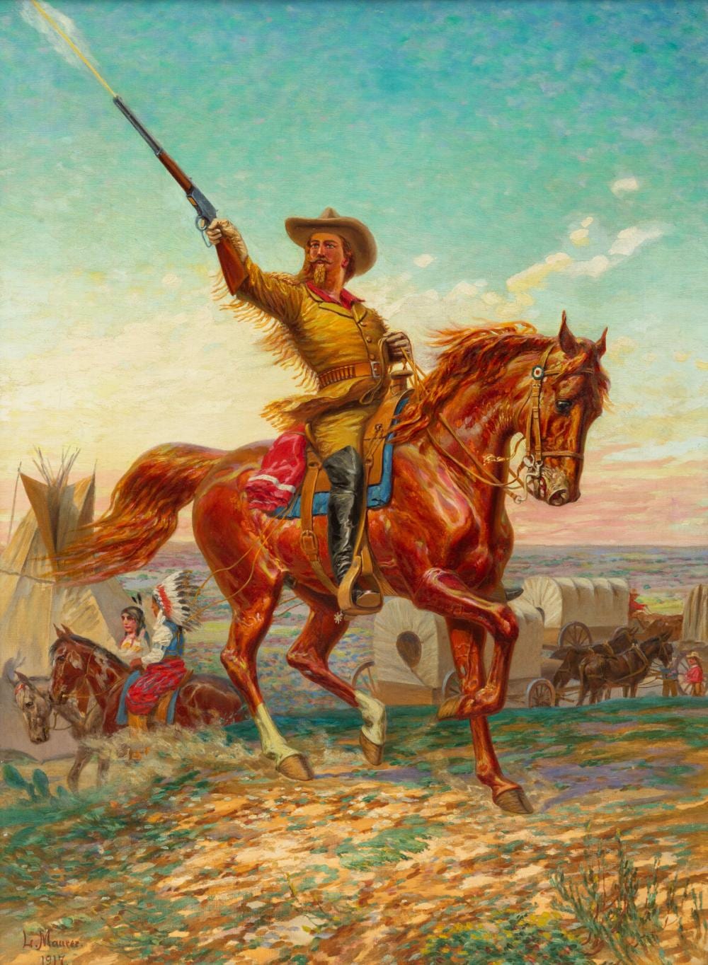 Louis Maurer comparable auction result: louis maurer american 1832 1932 colonel william f cody 1917
