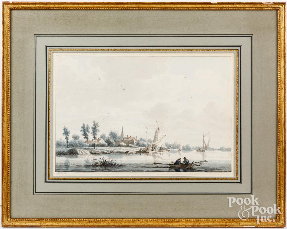 Nicolaas Wicart comparable auction result: nicolaas wicart watercolor river landscape