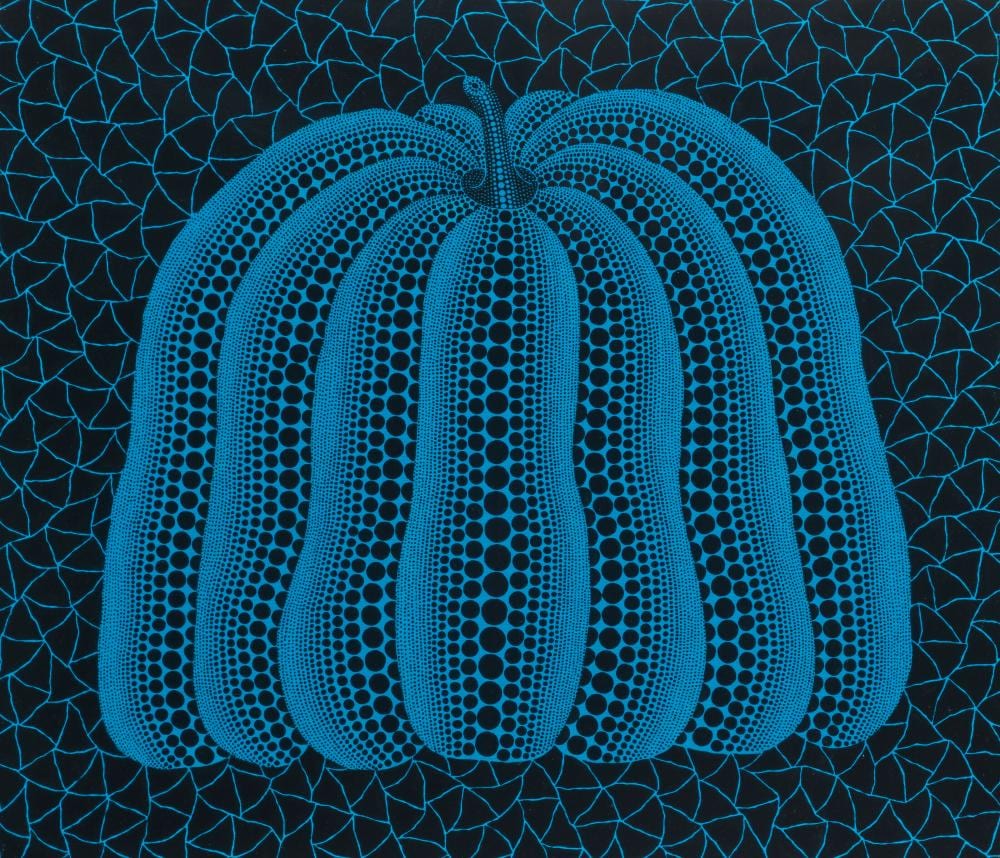 Yayoi Kusama (B. 1929). PUMPKIN [TOWHT] BLUE. acrylic on canvas 45.5 x 53 c comparable sale