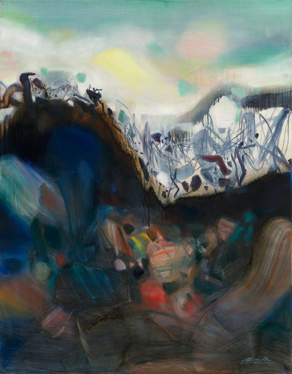 Chu Teh-Chun (ZHU DEQUN, 1920-2014). Écriture à l’aube (Writing at Dawn). o comparable sale