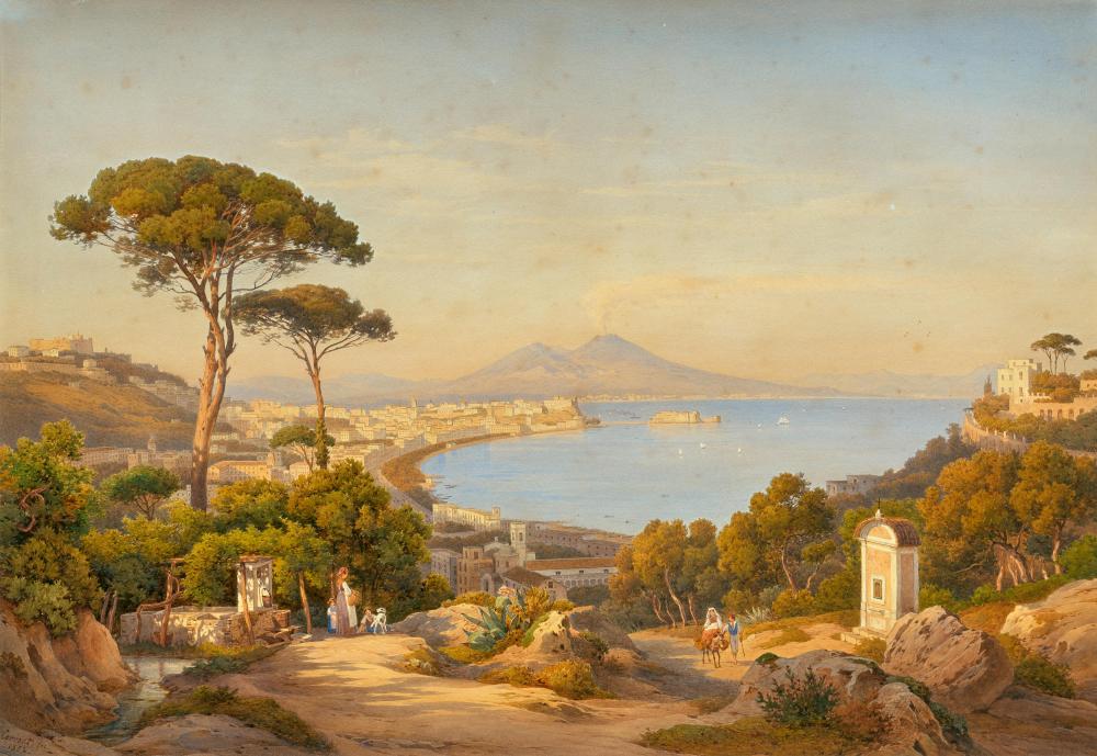 Salomon Corrodi comparable auction result: salomon corrodi view of the bay of naples with mount vesuvius