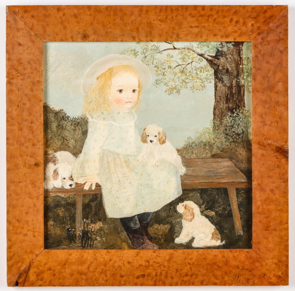 Jeanne Davies comparable auction result: jeanne davies b 1936 young girl with three dogs