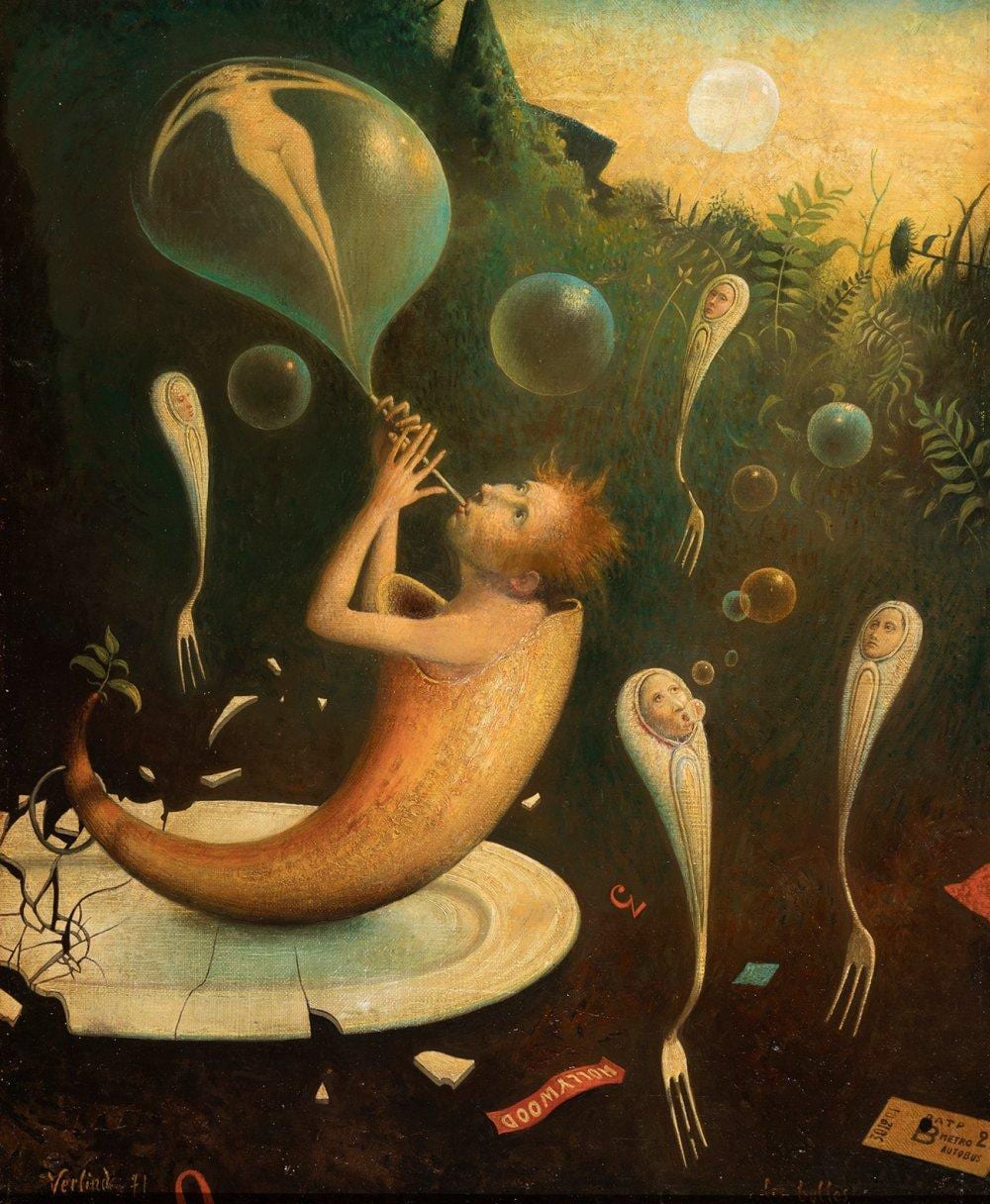 Claude Verlinde comparable auction result: claude verlinde paris 1927 2020 les bulles 1971 oil on canvas signed and dated in the lower left corner