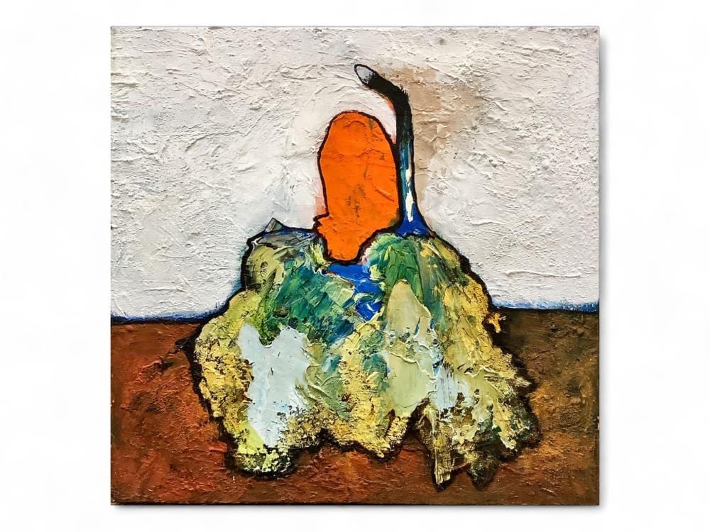 Michael Jung comparable auction result: michael jung american 1936 2022 abstract with orange acrylic paint on canvas measures 24 x 24