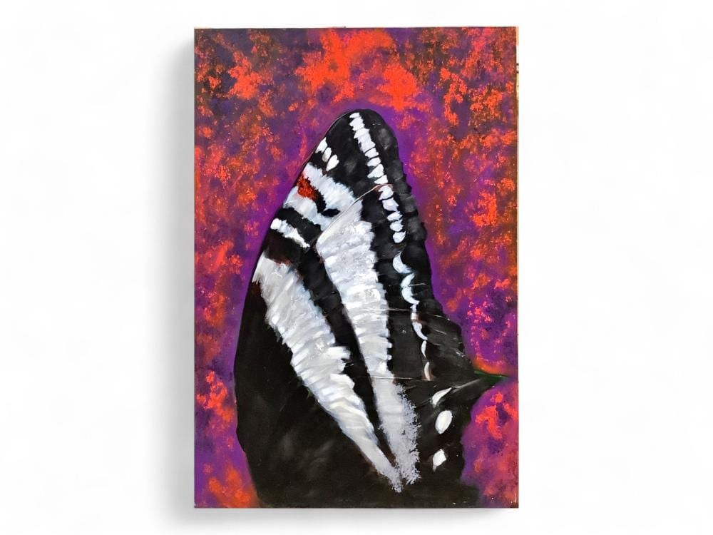 Michael Jung comparable auction result: michael jung american 1936 2022 butterfly wing acrylic and oil paint on canvas measures 30 x 40