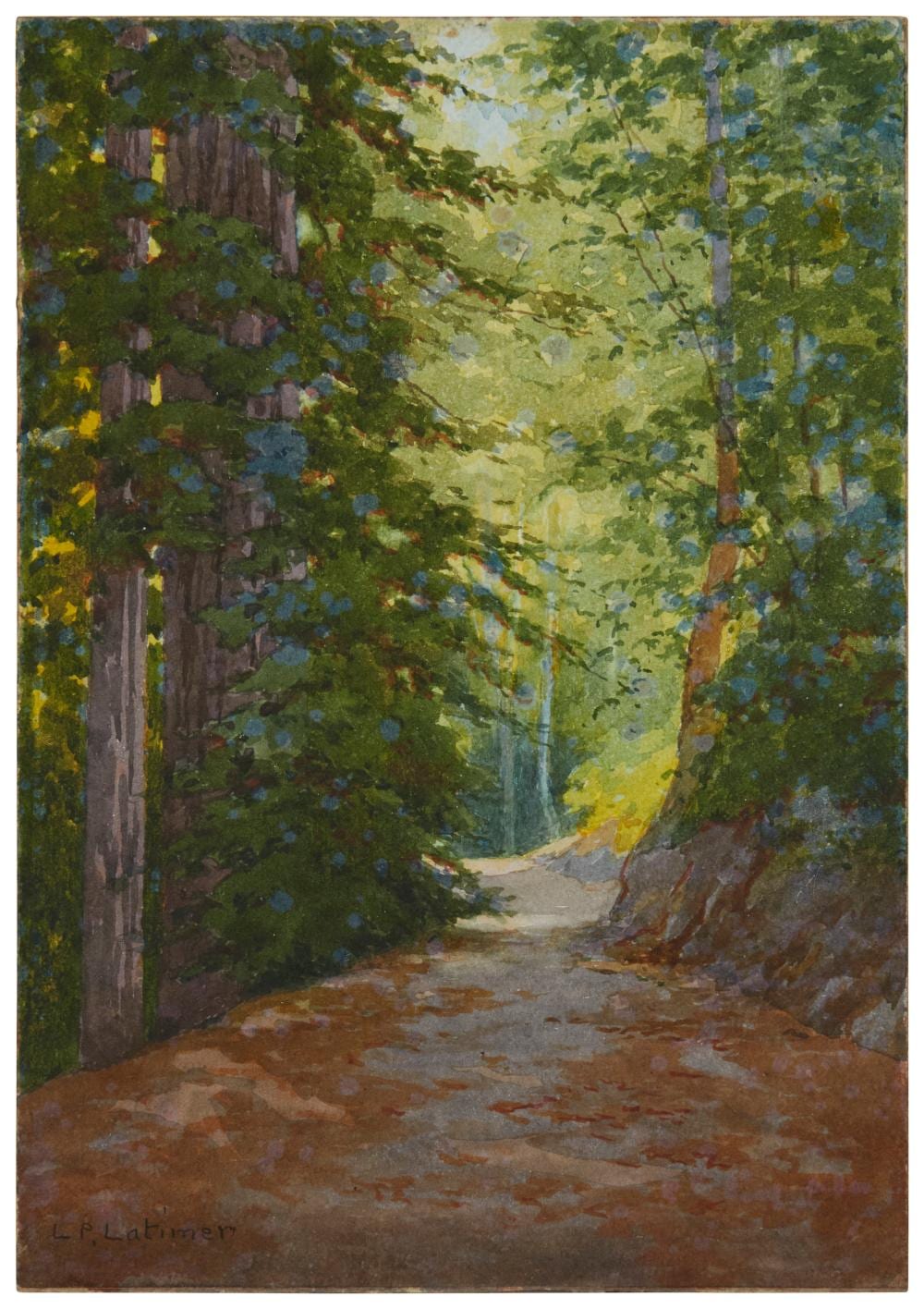 Lorenzo Palmer Latimer comparable auction result: lorenzo palmer latimer 1857 1941 an old road and redwoods 1910