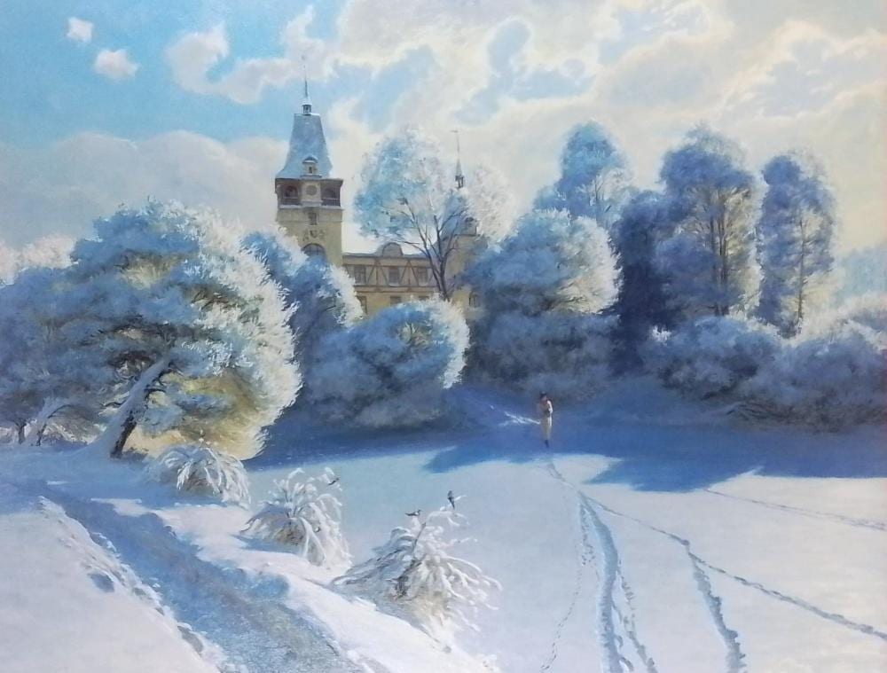 Alexander Akopov comparable auction result: alexander akopov winter chateau oil on canvas