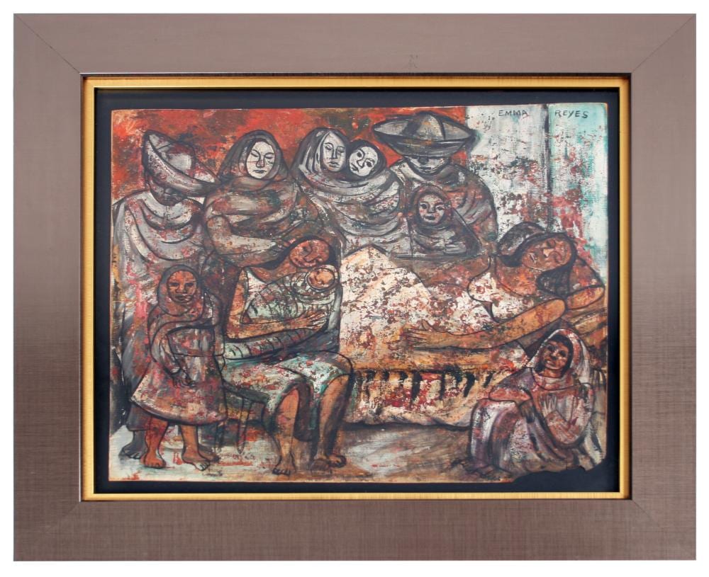 Emma Reyes (1919-2003) Maternidad, Ca. 1950 Técnica mixta sobre cartón Medidas: 35.5 x 45.5 cm comparable sale
