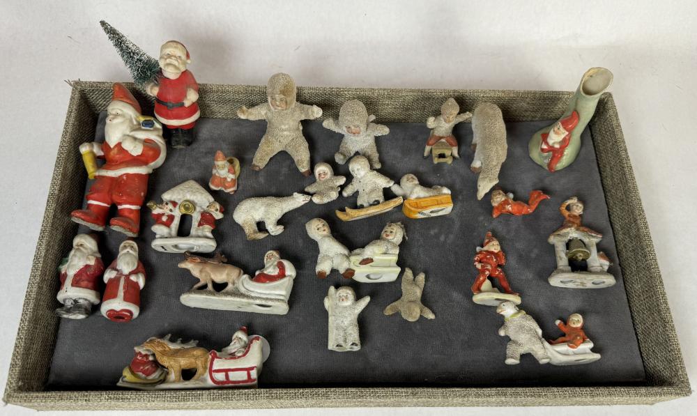COLLECTION OF VICTORIAN GERMAN PORCELAIN SNOWBABIES AND CHRISTMAS FIGURINES 4" AND SMALLER sold by Kimball's Auction, lot 363 — auction record photograph