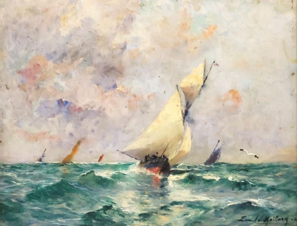 Emile Maillard comparable auction result: emile maillard 1846 1926 painting ships at sea