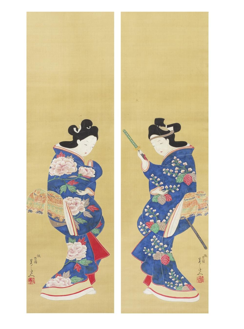Suzuki Kiitsu comparable auction result: suzuki kiitsu 1796 1858 a beauty and a dandy edo period 1615 1868 early mid 19th century 4