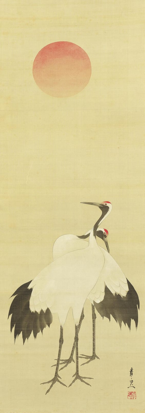 Suzuki Kiitsu comparable auction result: suzuki kiitsu 1796 1858 two cranes edo period 1615 1868 early 19th century 2