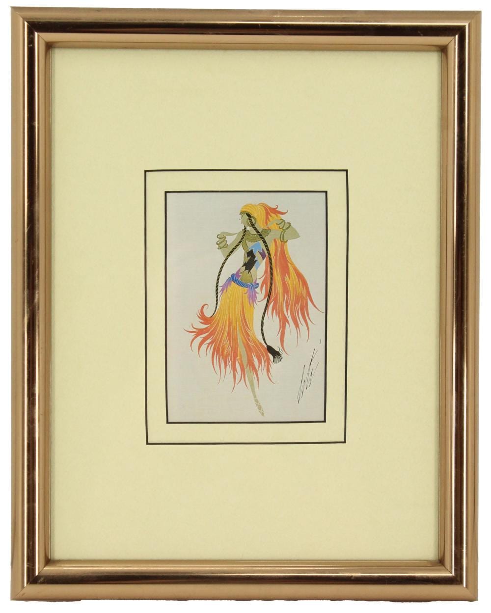Erte (1892-1990) French, Framed Postcard Costume Design for Lido de Paris sold by Sarasota Estate Auction, lot 158 — auction record photograph