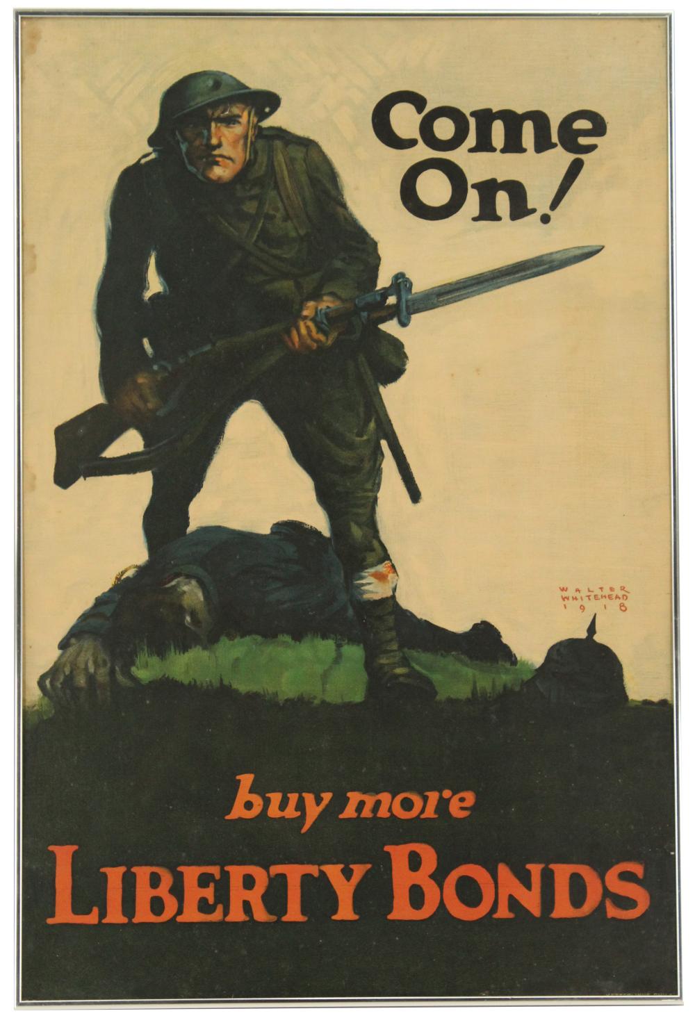 Walter Whitehead comparable auction result: walter whitehead 1874 1956 american framed 1918 liberty bonds poster