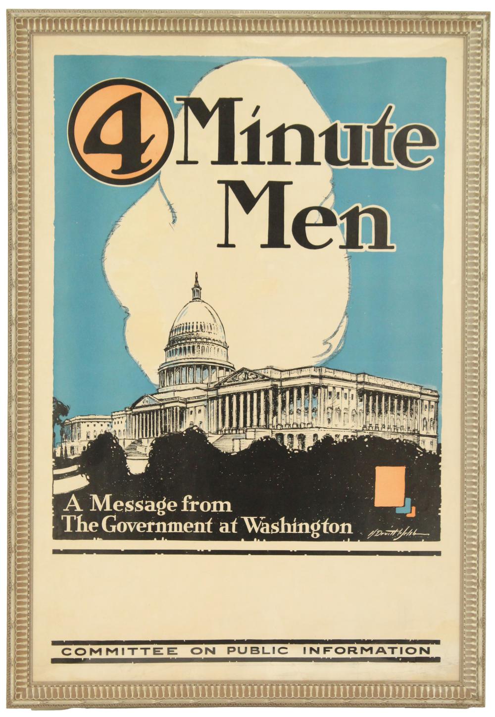 horace devitt welsh 1888 1942 american 4 minute men world war i poster · Sarasota Estate Auction · 2024-11-03 Devitt Welsh comparable auction result: horace devitt welsh 1888 1942 american 4 minute men world war i poster