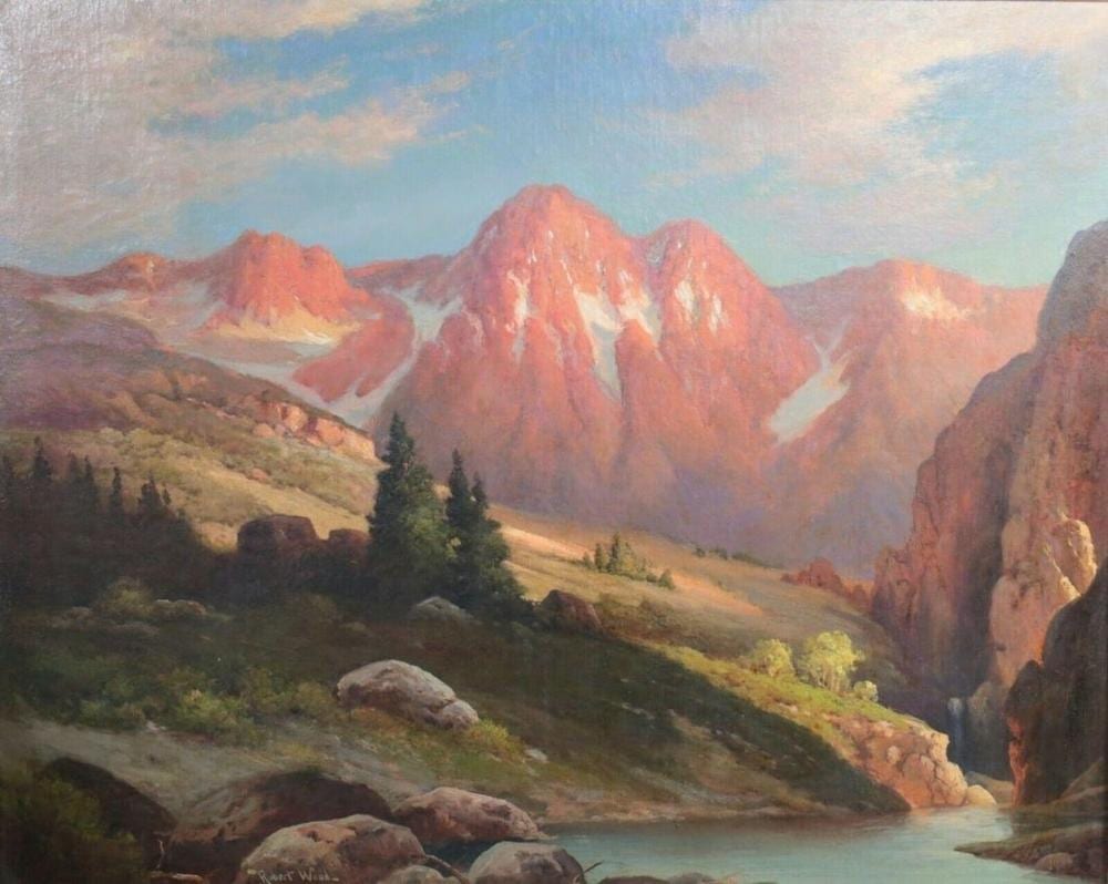 Robert William Wood (1889 - 1979) Oil painting stunning Mountainous landscape sold by Carnegie's Auction Gallery, lot 171 — auction record photograph