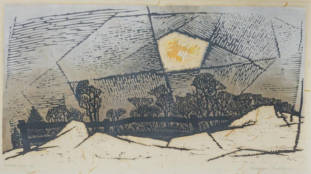 Woldemar Neufeld comparable auction result: woldemar neufeld american russian 1909 2002 winter sun screenprint signed l r titled and numbered 7 25 l l frame 27 1 2 x 39 1 2 in 69 9 x 100 3 cm