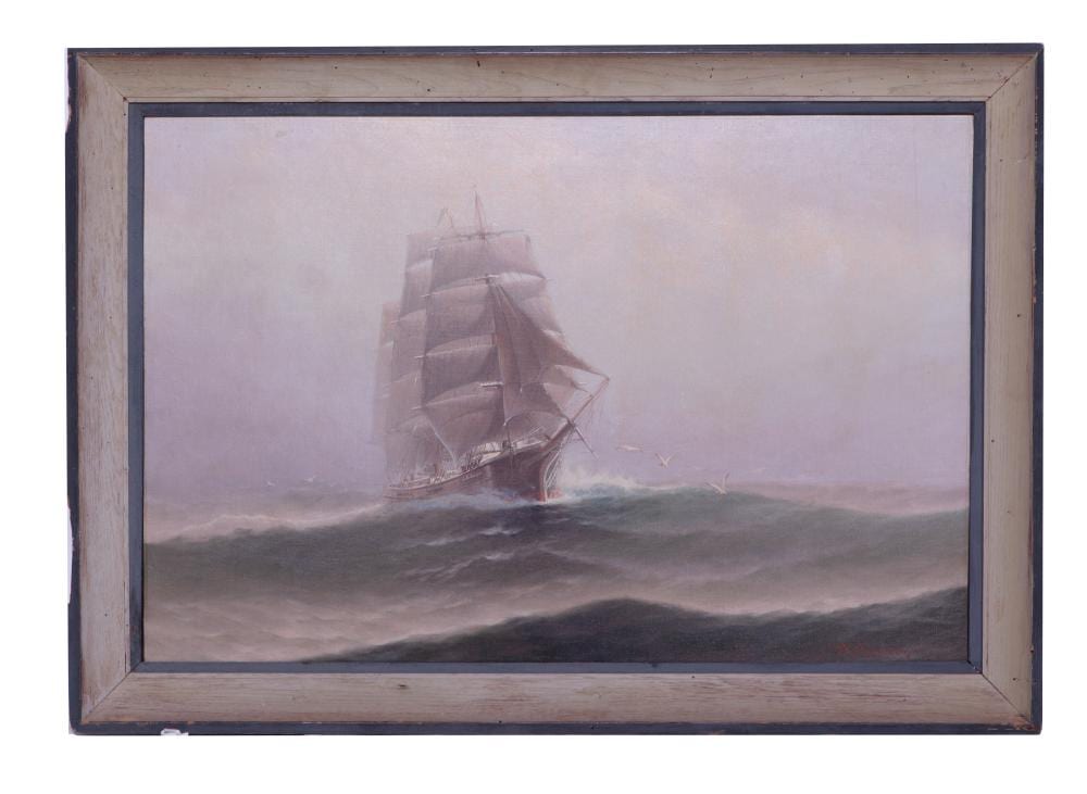 Theodor Victor Carl Valenkamph comparable auction result: 19th century seascape by theodor victor carl valenkamph