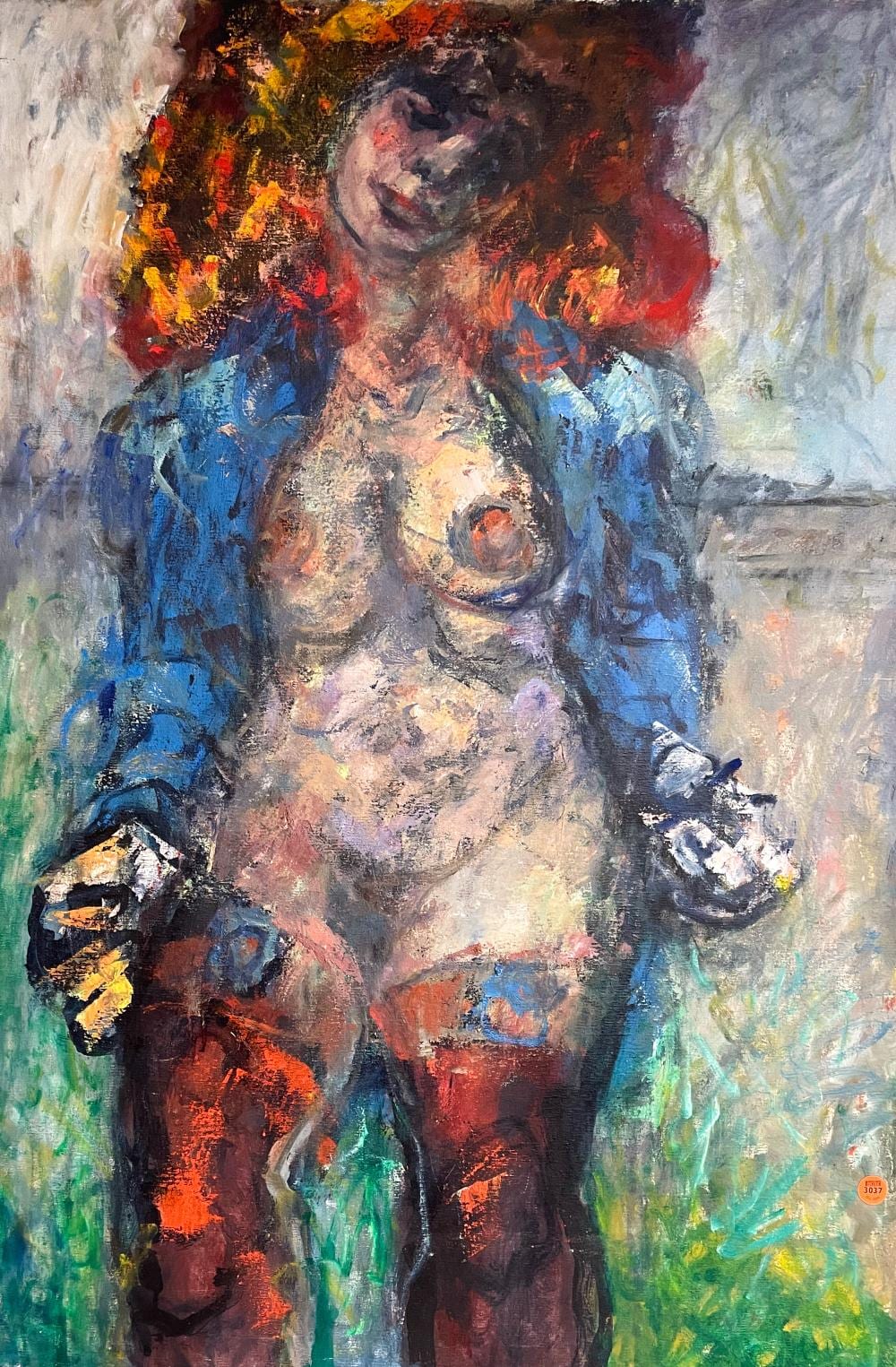 Byron Randall comparable auction result: byron randall lady with red socks oil on canvas