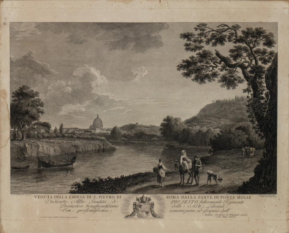 Balthasar Anton Dunker comparable auction result: balthasar anton dunker giovanni volpato view of the church of st peter in rome from the ponte molle