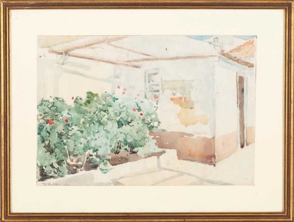 Domingos Rebelo comparable auction result: domingos rebelo 1891 1975 aguarela sobre papel assinado dim aprox 21 cm x 31 cm dim total aprox 32 x 42 cm