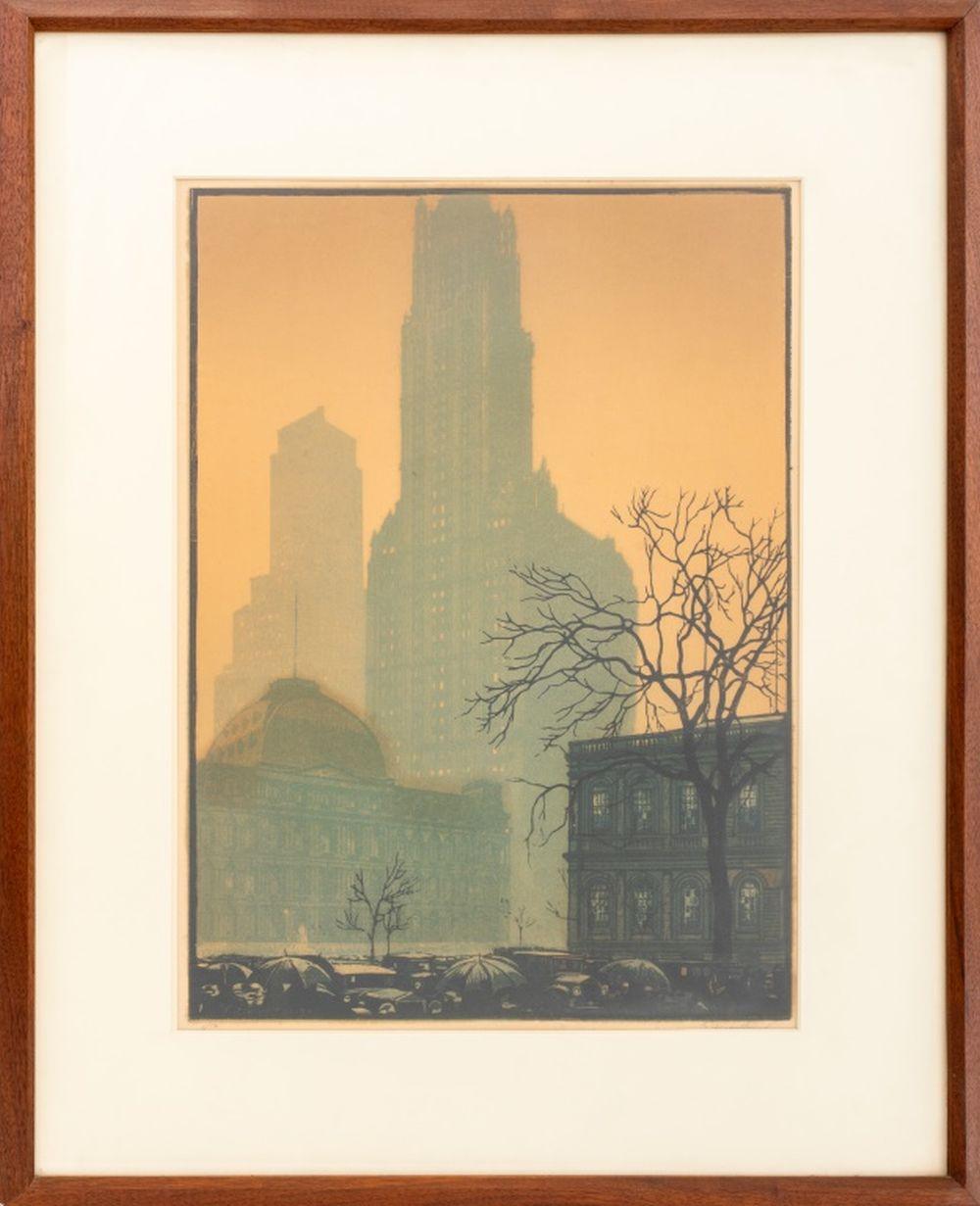 Emile Verpilleux comparable auction result: emile antoine verpilleux the woolworth woodcut