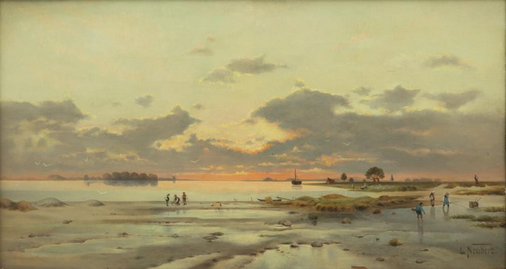 Louis van Kuyck comparable auction result: louis ludwig neubert german 1846 1892 oil on canvas ca 1880 clam diggers h 11 w 20