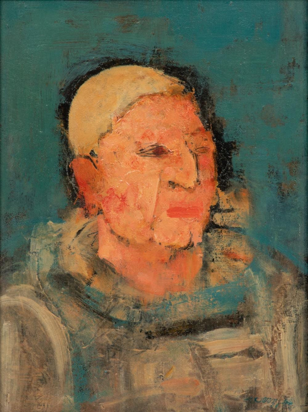 Richard Jerzy comparable auction result: richard jerzy american detroit 1943 2001 oil on masonite 1966 untitled portrait of man h 12 w 9