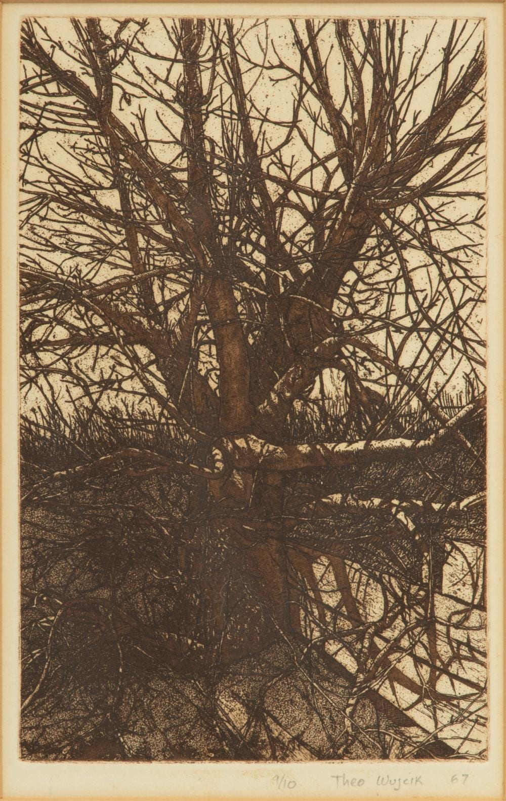 Theo Wujcik comparable auction result: theo wujcik american detroit 1936 2014 etching on paper 1967 tree h 9 75 w 6