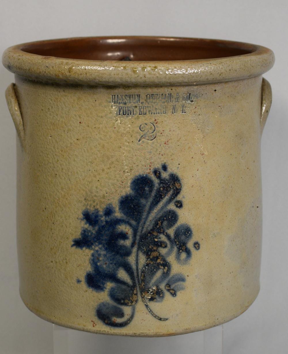 FORT EDWARD 2 GALLON STONEWARE CROCK sold by White's Auctions, lot 178A — auction record photograph