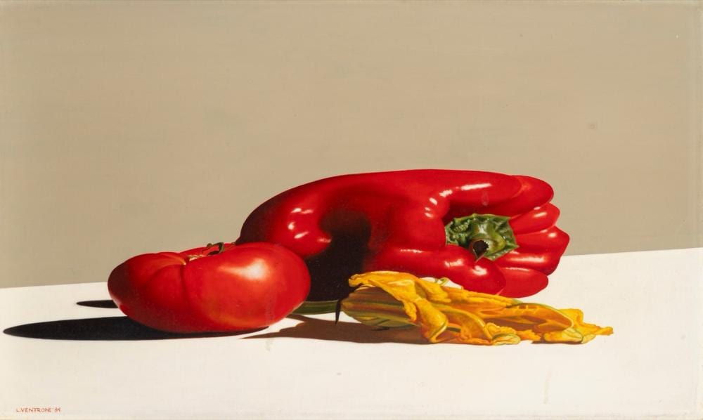 Luciano Ventrone comparable auction result: luciano ventrone roma 1942 collelongo 2021 anamorfosi natura morta n 7 1984
