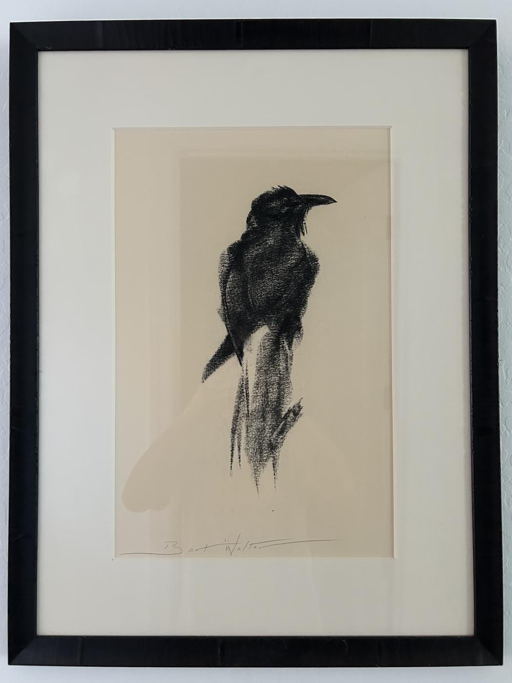Bart Walter comparable auction result: bart walter raven original charcoal on paper framed art