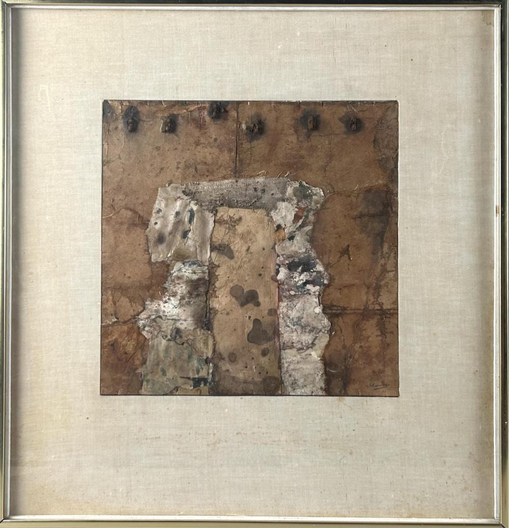Leo Manso comparable auction result: leo manso new york 1914 1993 abstract composition mixed media collage on paper 12 x 12 framed 21 x 21