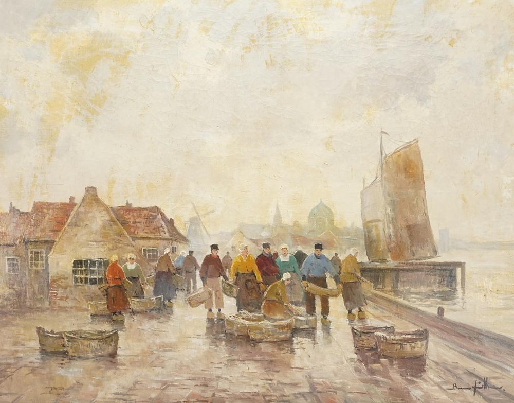 Bruno Jüttner comparable auction result: bruno j ttner dutch harbor scene