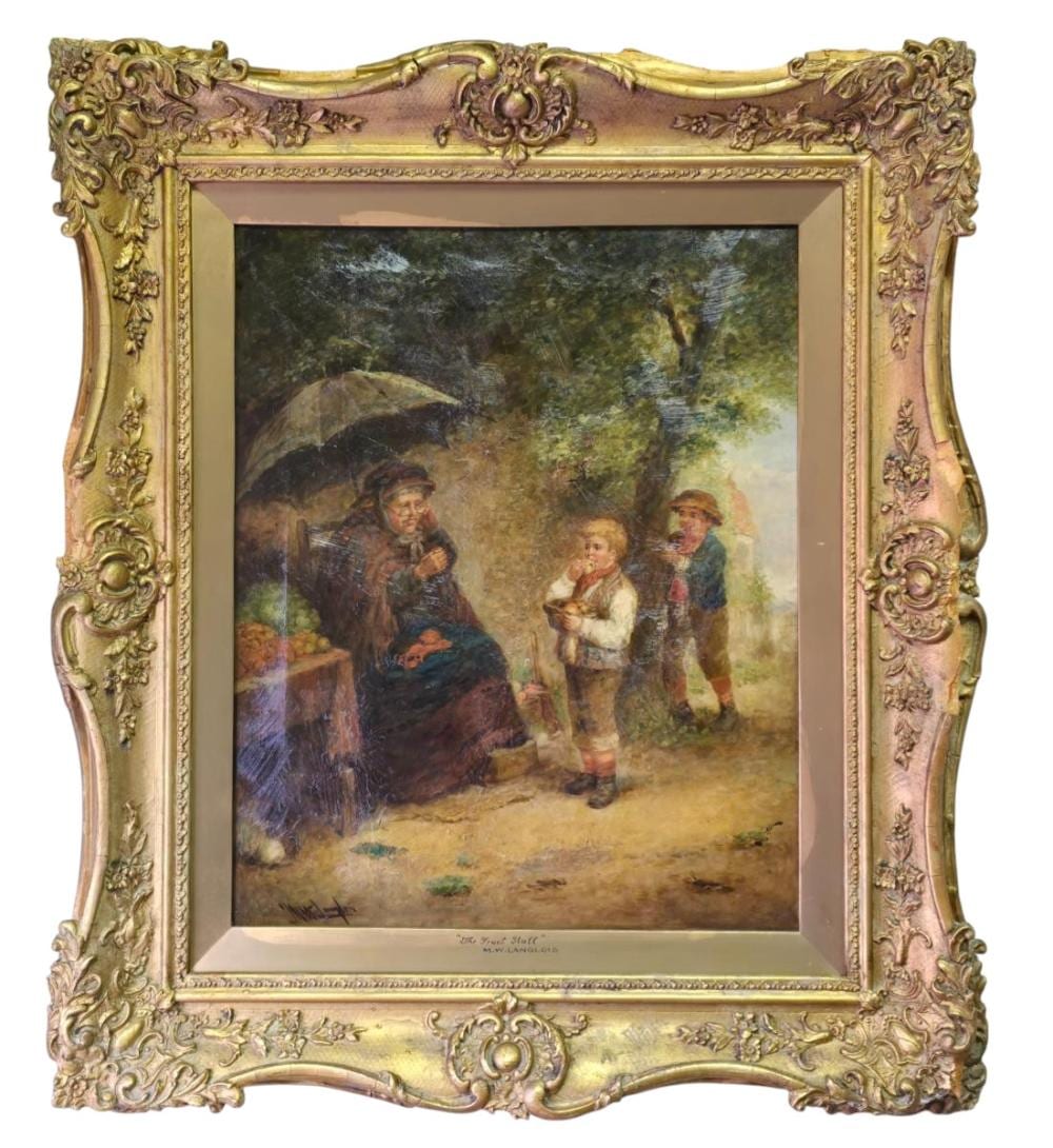 Mark William Langlois comparable auction result: mark william langlois british 1848 1924 oil on canvas painting signed the fruit stall