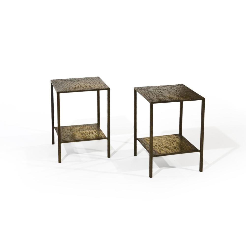 Costa Coulentianos comparable auction result: costa coulentianos 1918 1995 paire de bouts de canap en bronze dor deux tablettes carr es surface textur e pi ces uniques