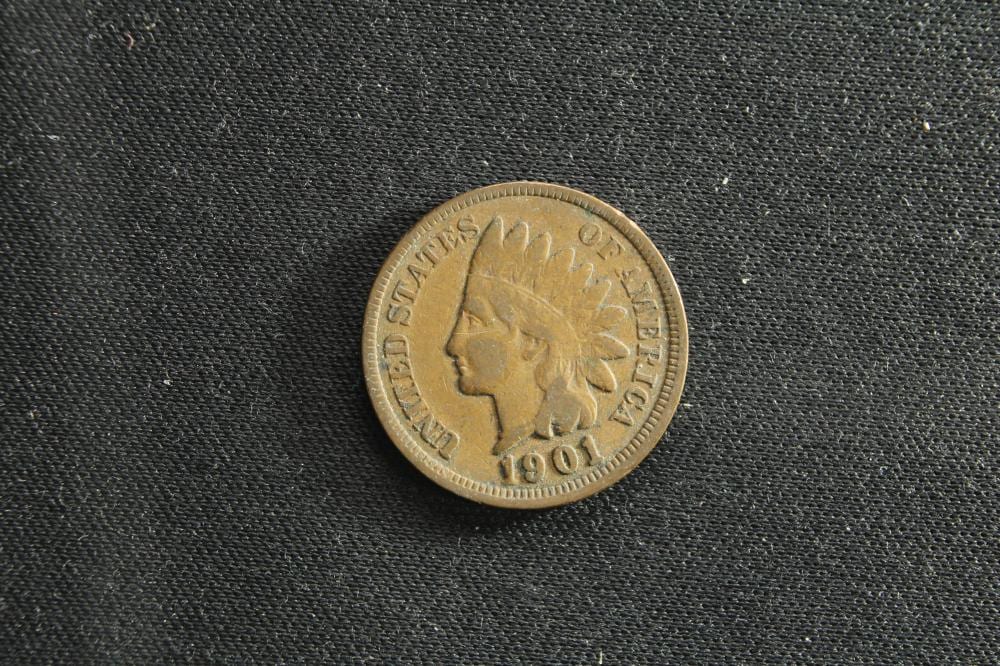 1901 (Partial Liberty, Nice Details), Indian Penny, 123 Years Old! sold by Richard L. Edwards Auctioneer, lot 41C — auction record photograph