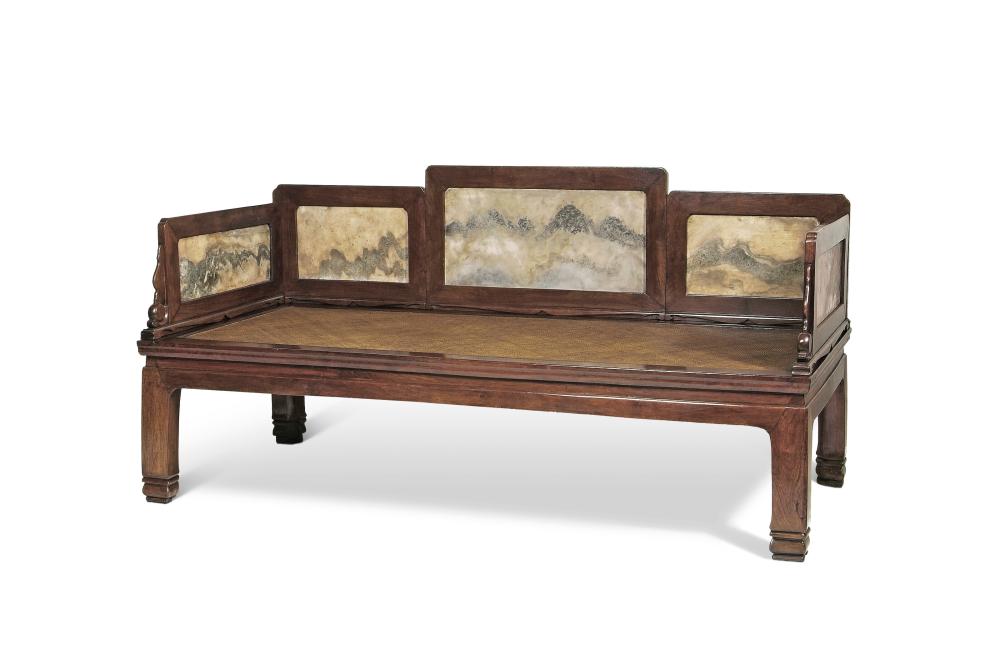 A Marble-Inset Huanghuali Luohan Bed, LUOHAN CHUANG. LATE MING DYNASTY. 78 comparable sale