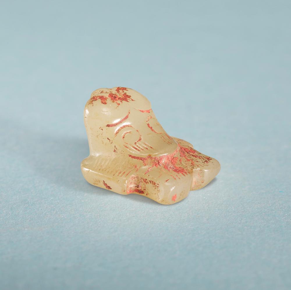 A Very Rare Small Yellow Jade CARVING OF A YOUNG PHOENIX. EARLY WESTERN ZHO comparable sale