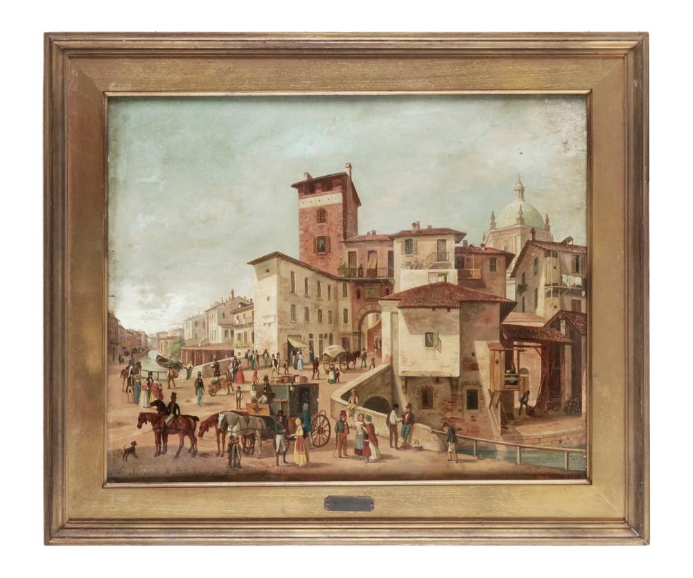 Angelo Inganni comparable auction result: angelo inganni il ponte di porta ticinese a milano 1859