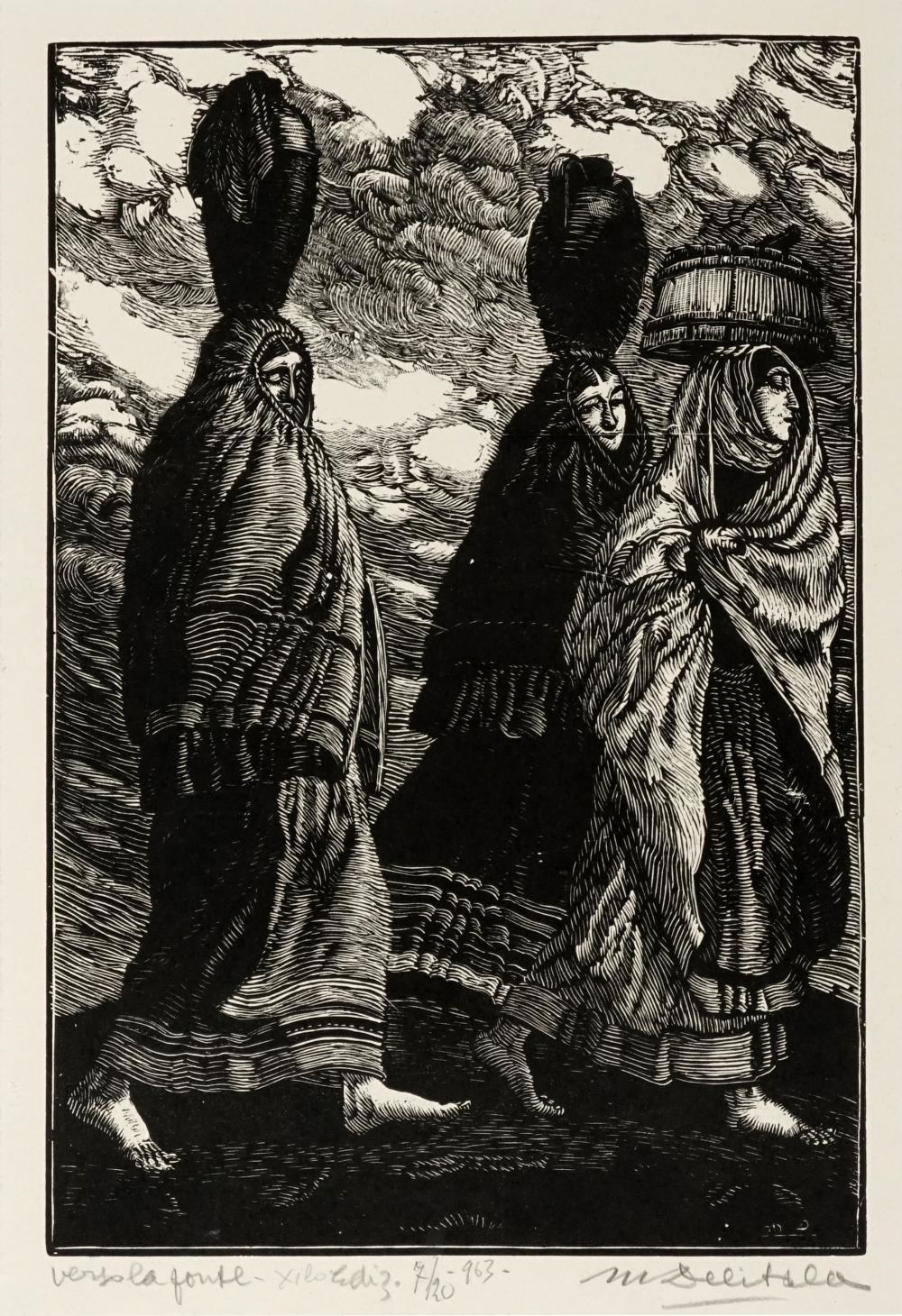 Mario Delitala comparable auction result: mario delitala lotto composto di 3 incisioni a tema sardo 1963 65