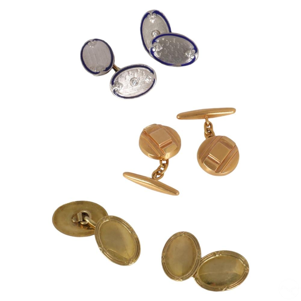 14k Gold, Platinum and Diamond Cufflinks LOT 17gr. sold by Hill Auction Gallery, lot 383 — auction record photograph