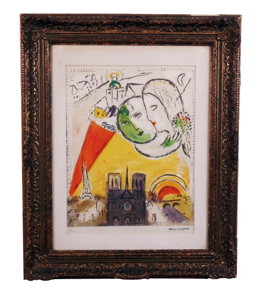 Marc CHAGALL: "Le Dimanche" - Lithograph sold by Roland Auctions NY, lot 314 — auction record photograph