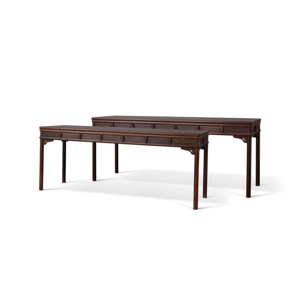 A Pair Of Exceptional Large Zitan BAMBOO-FORM PAINTING TABLES. QIANLONG PER comparable sale