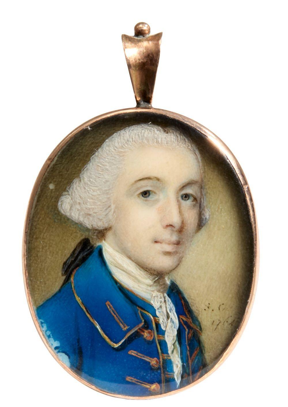 Samuel Collins comparable auction result: samuel collins british 1735 1768 portrait of a gentleman quarter length wearing a gold trimme