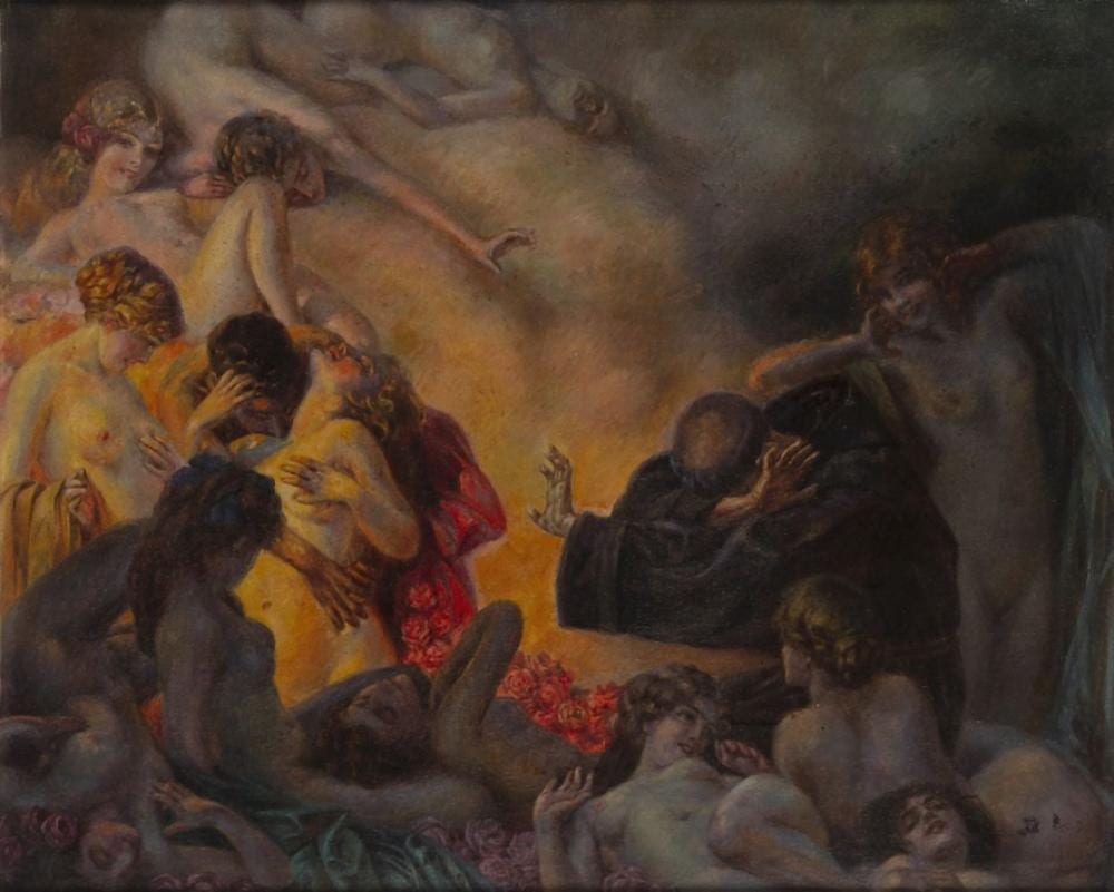 Robert Auer comparable auction result: robert auer croatian 1873 1952 the temptation of saint anthony oil on canvas bears indistin
