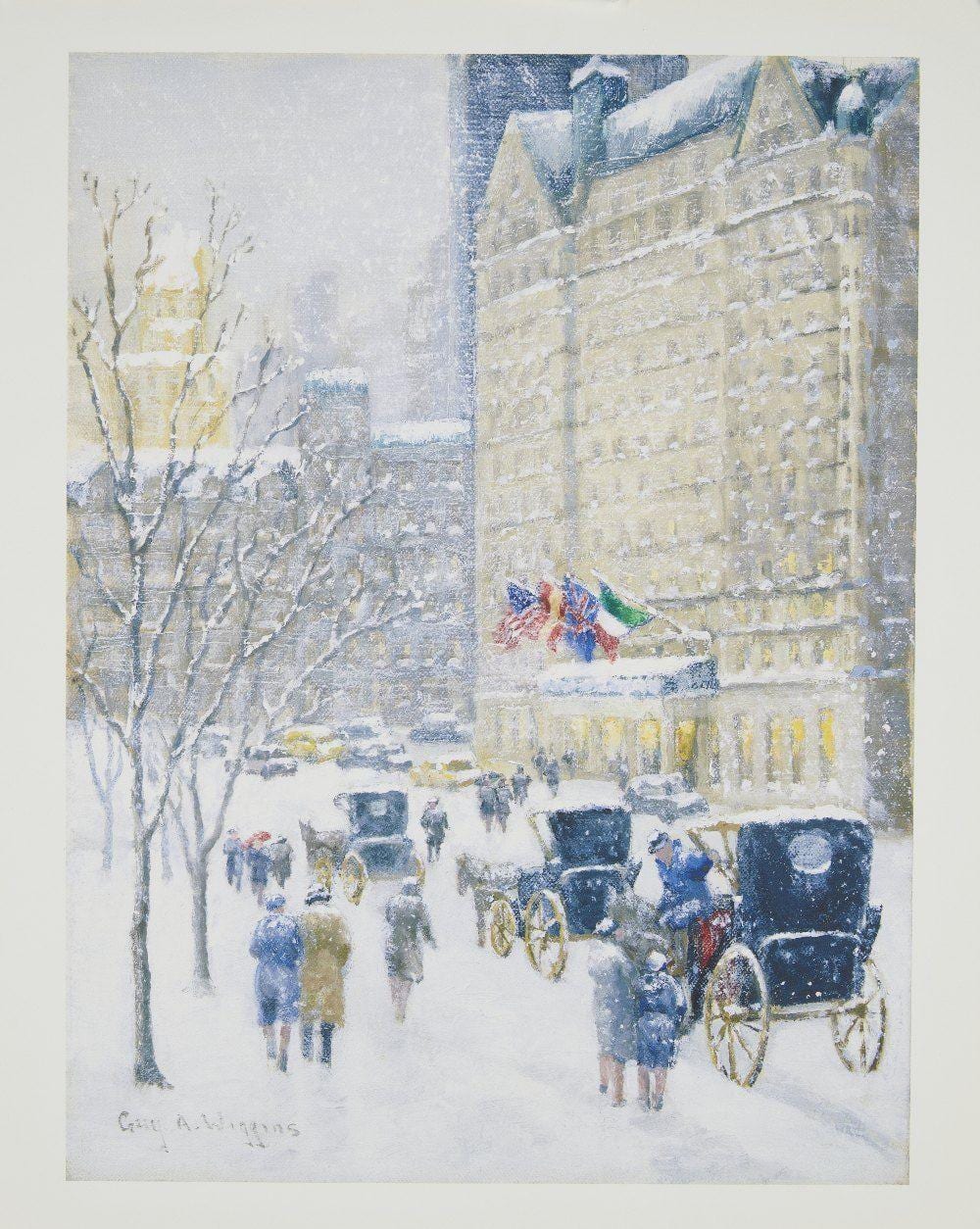 Guy Arthur Wiggins comparable auction result: guy arthur wiggins winter at the plaza hotel new york